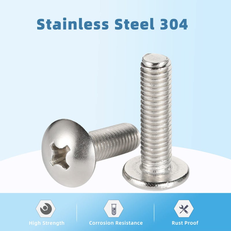 MewuDecor 1/4-20 x 1/2" Truss Head Machine Screws, Full Thread, 304 Stainless Steel 18-8, Bright Finish, Machine Thread, 50 PCS - Image 4